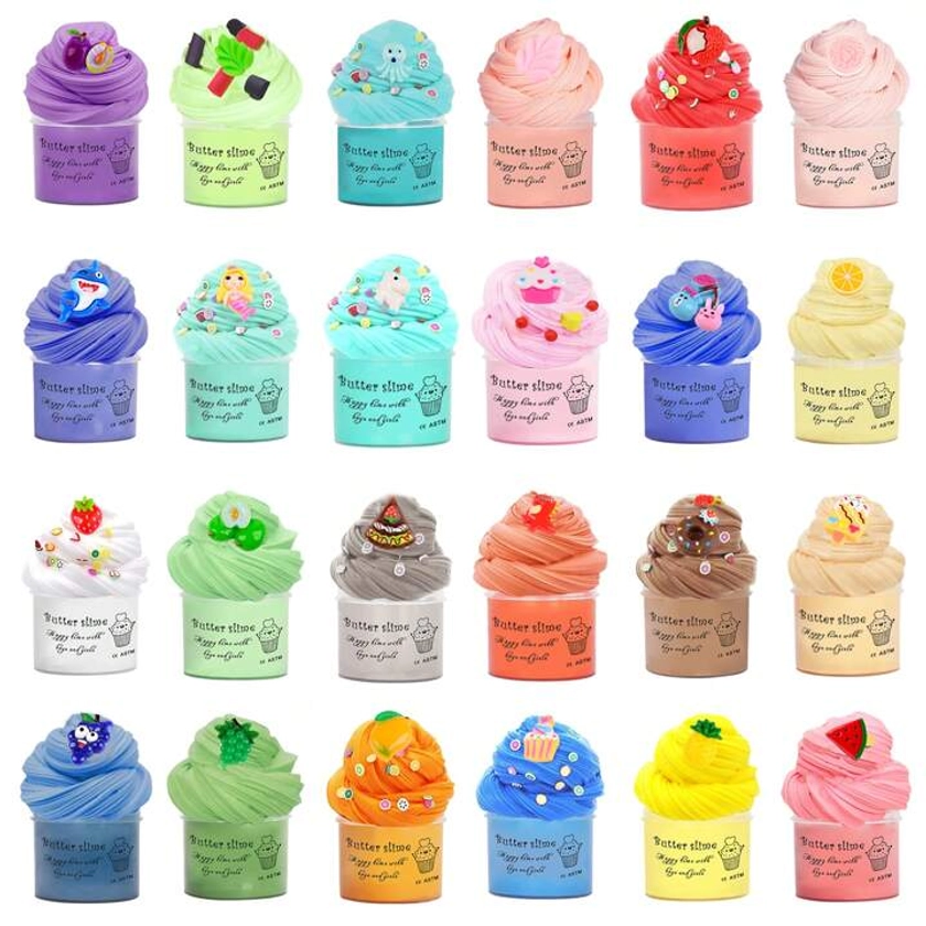 24pcs (Random Accessories) Slime Kit: Perfect Party Favor, Birthday Gift And Stress Relief Toy For Halloween, Thanksgiving, Christmas