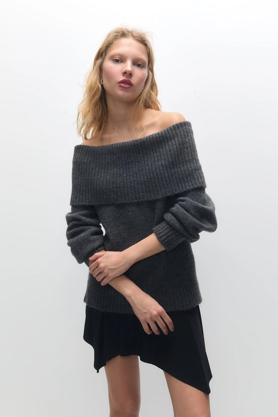 Bardot neckline jumper