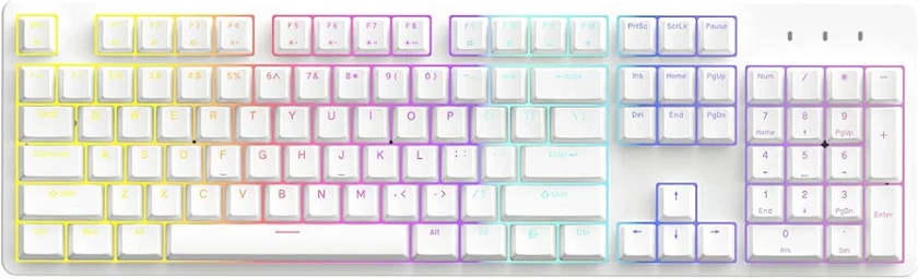 IROK FE87/104 RGB Mechanical Keyboard, Hot Swappable Gaming Keyboard, Customizable Backlit, Magnet Upper Cover Type-C Wired Keyboard for Mac Windows-White/Brown Switch