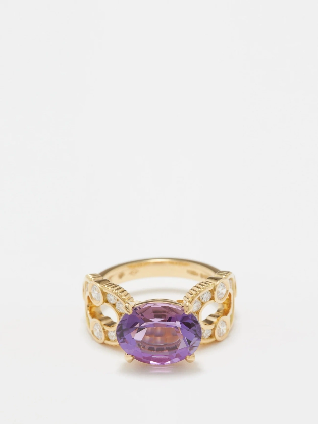 Magnetic Enchaineé diamond, amethyst & gold ring