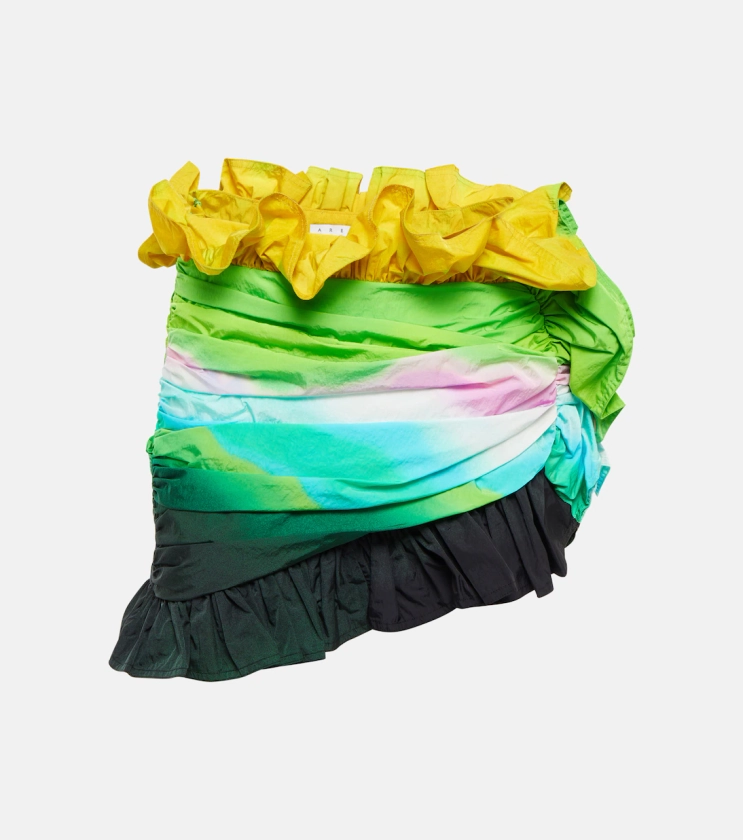 Ombré ruffled miniskirt in green - Area | Mytheresa