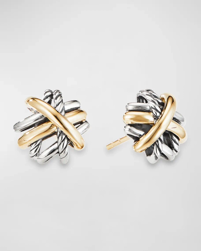 David Yurman Crossover Stud Earrings in Silver with 18K Gold, 11mm