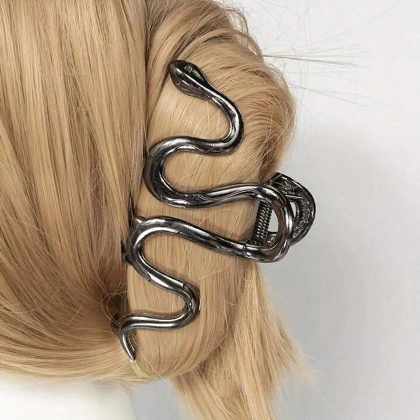 1pc Gothic Snake Shaped Metal Hair Clip, Minimalist Style Hair Claw, High-End Headwear For Hairstyles Street | SHEIN UK