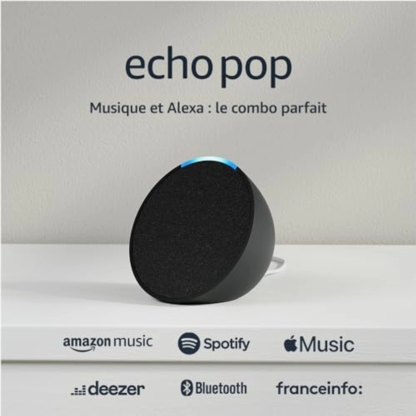 Echo Pop | Enceinte connectée Bluetooth et Wi-Fi compacte au son riche, avec Alexa | Anthracite
