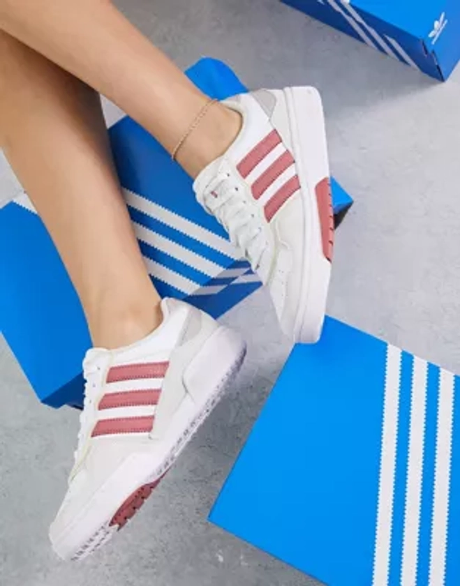 adidas Originals Courtic sneakers in off white with burgundy stripes | ASOS