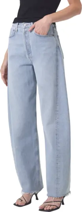 AGOLDE Luna Pieced High Waist Raw Hem Barrel Jeans | Nordstrom