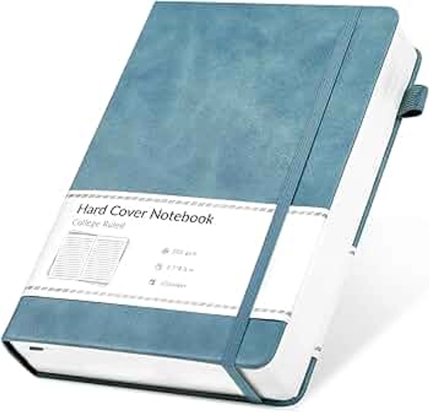 CAGIE Lined Journal Notebook, 320 Pages College Ruled Notebook, 100 Gsm Paper Thick Journal, A5 Hardcover Leather Journals for Writing Women Men, 5.7x8.3 In, Blue