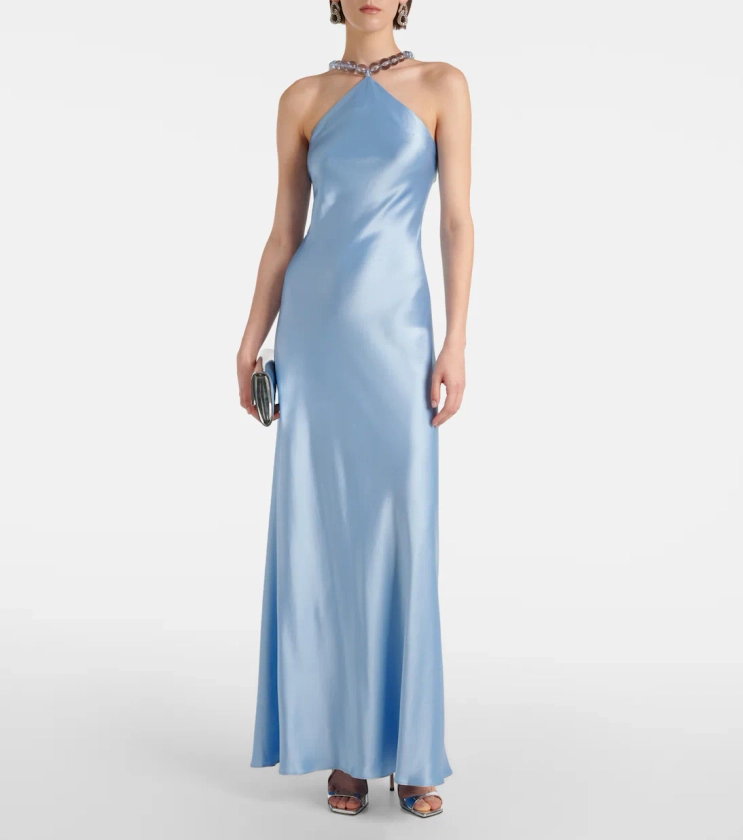 Cadence beaded satin gown in blue - Staud | Mytheresa