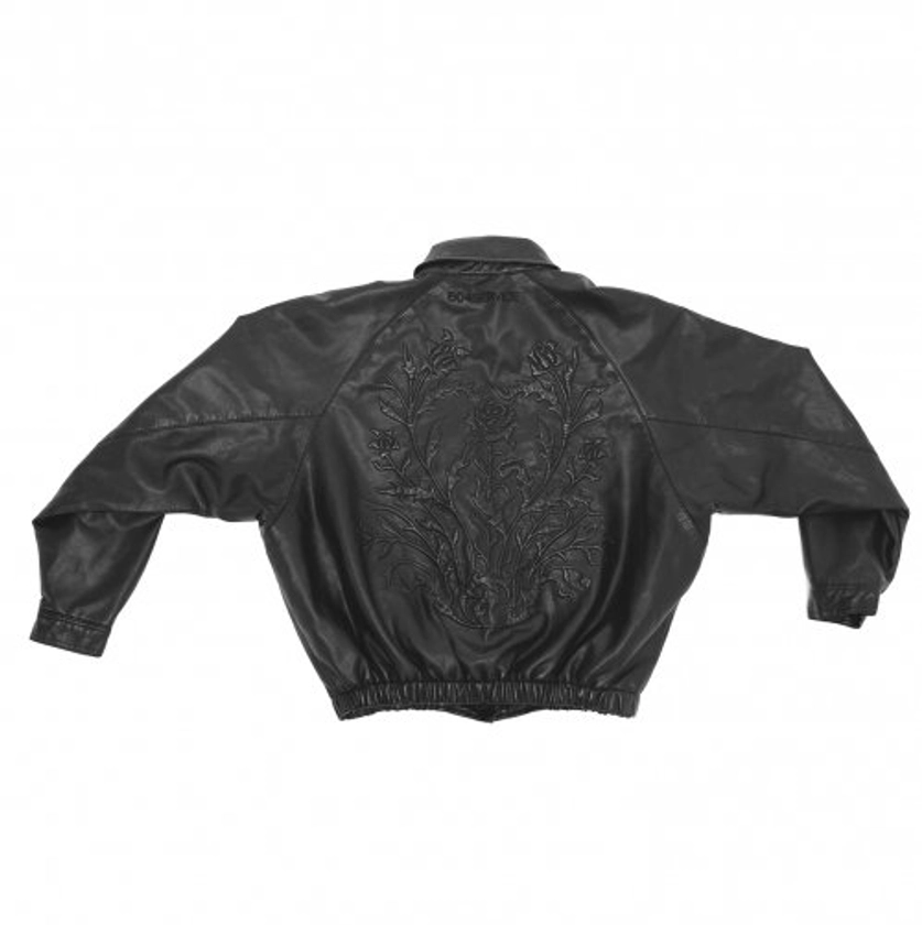MUSINSA | 604SERVICE ROSES EMBOSSED LEATHER JACKET IN BLACK
