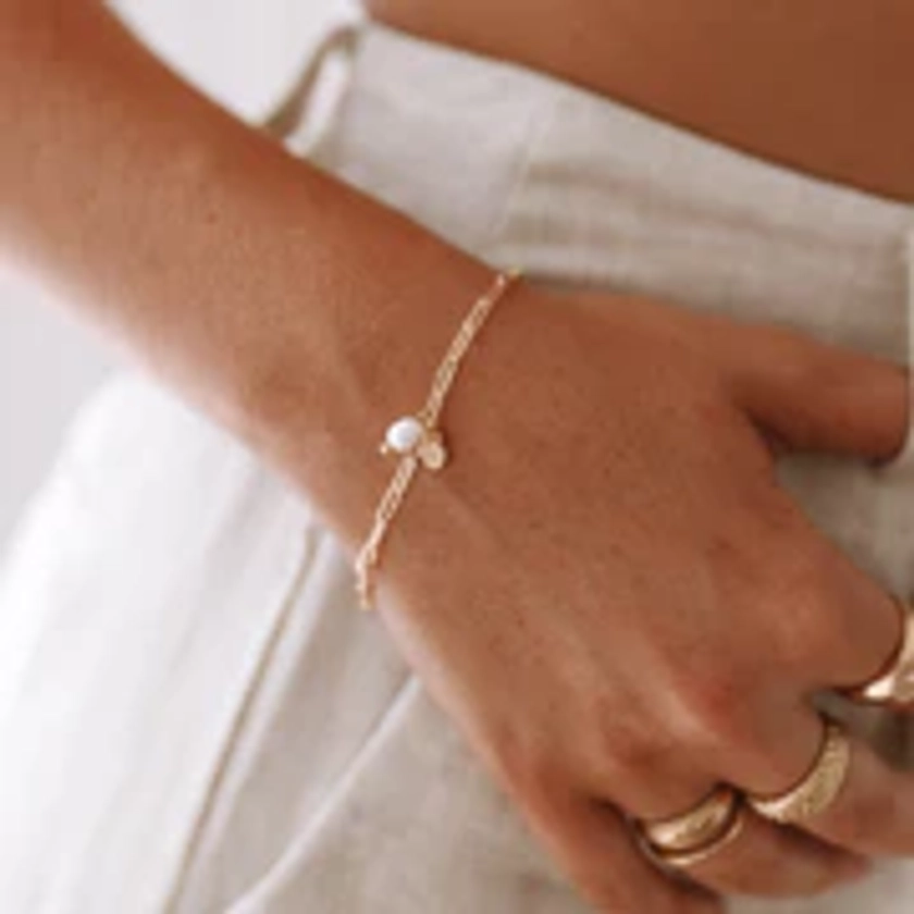 Romy - 18ct Gold or Silver Stainless Steel Pearl Bracelet