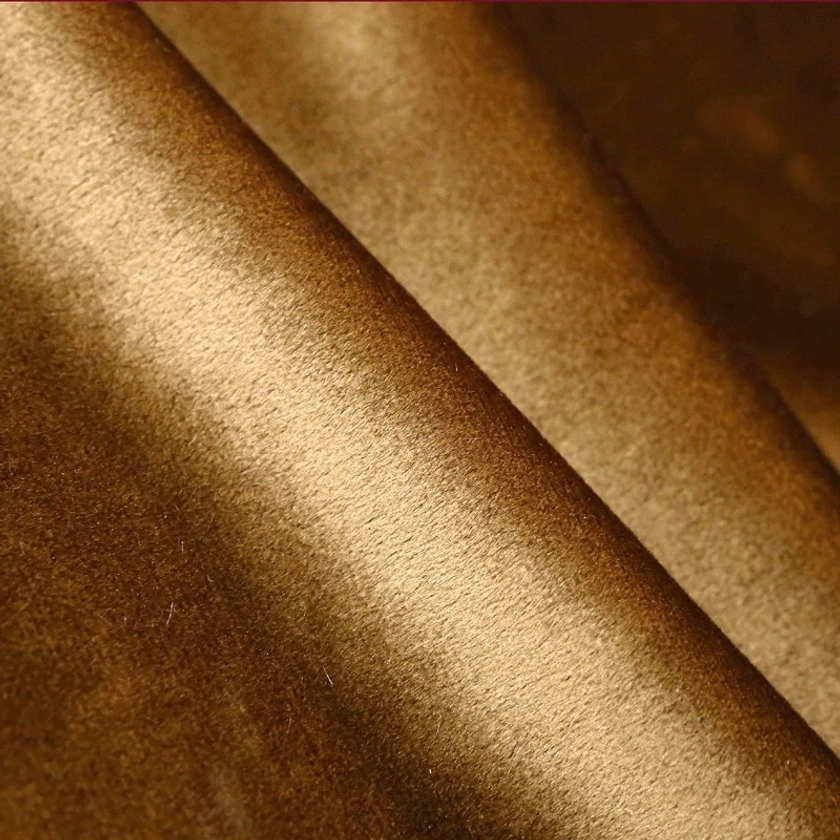 Mila Luxury Plain Italian Velvet Curtain - Golden Brown