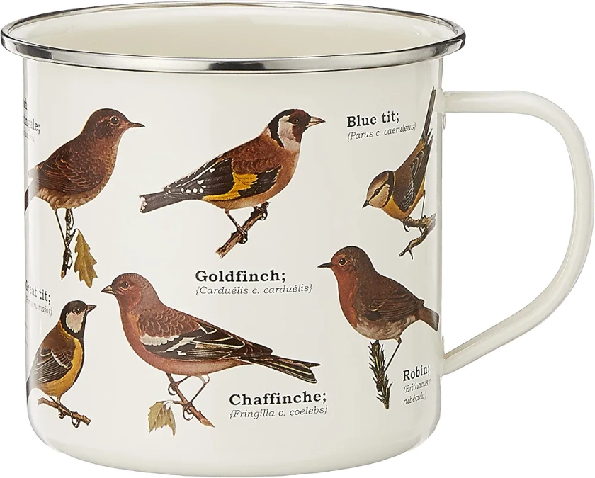 Gift Republic Ecologie Tasse émaillée Motif Oiseaux Sauvages