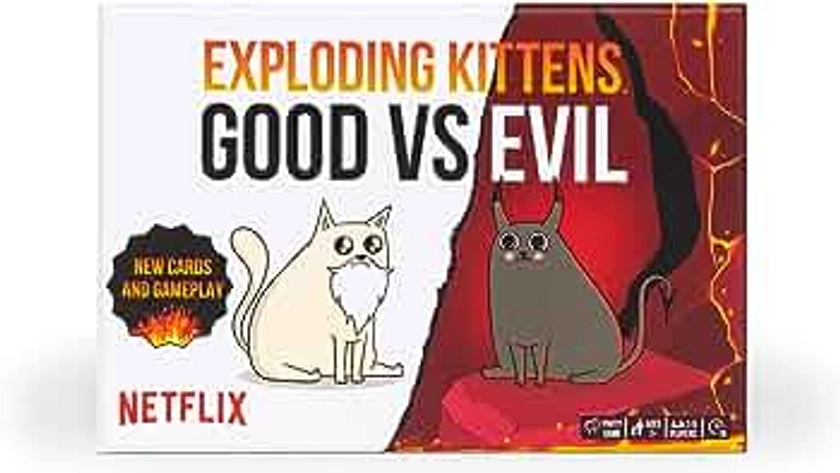 Exploding Kittens Good vs. Evil - 55 Cards Inspired by The Netflix Series - Elevate with New Characters - Family Games for Kids and Adults - Funny Card Games