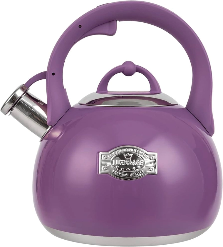 LUXGRACE Tea Kettle for Stovetop, Food Grade Stainless Steel Water Kettle, Tea Pot for Home & Kitchen, 3.1 Quart T17 Purple