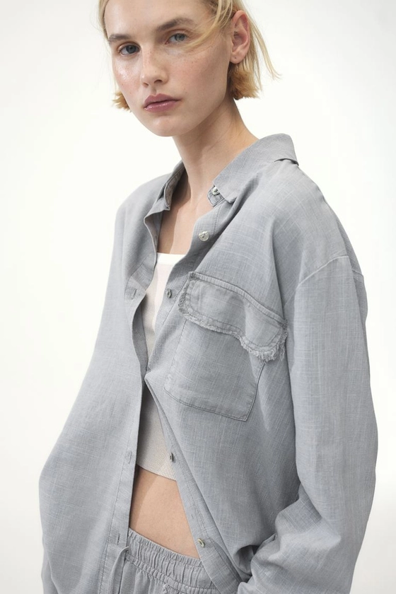 Linen-blend shirt - Gray - Ladies | H&M US