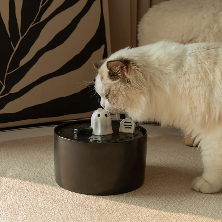 50oz/1.5L Ghost Drinking Fountain-Elevate Your Cat's Hydration