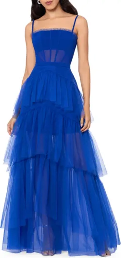 Betsy & Adam Tiered Tulle Ruffle Gown | Nordstrom