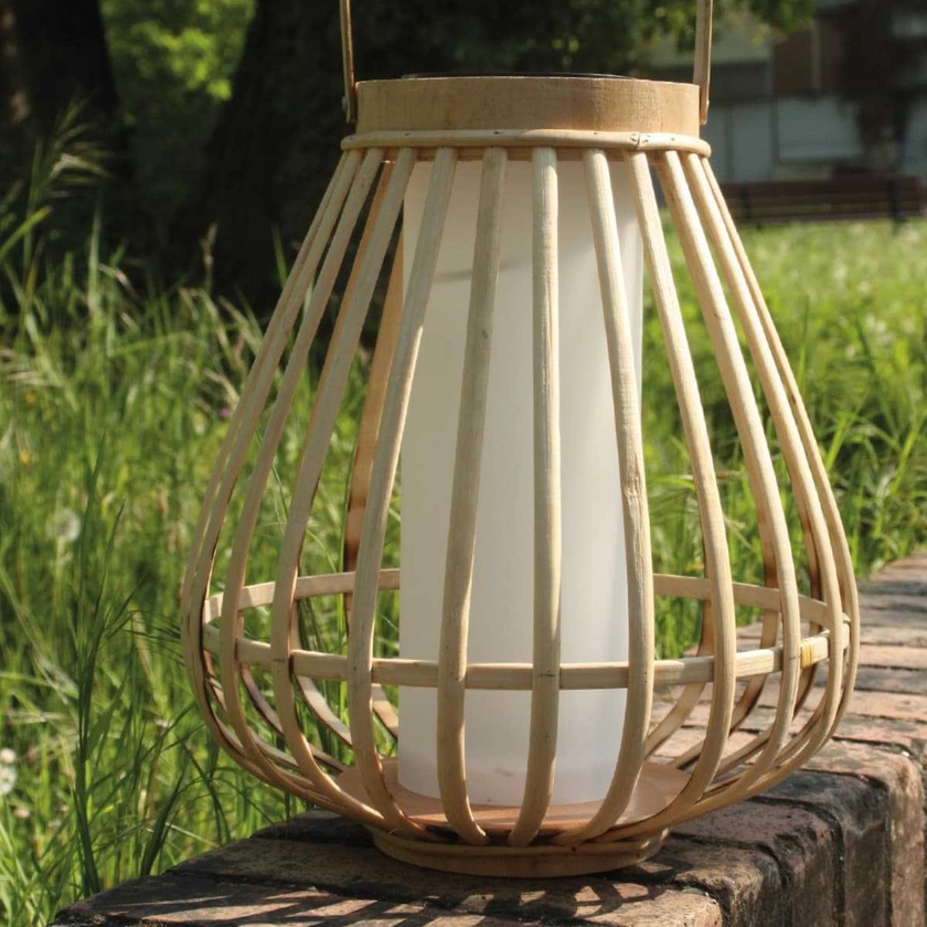 Lanterne solaire en bambou effet flamme