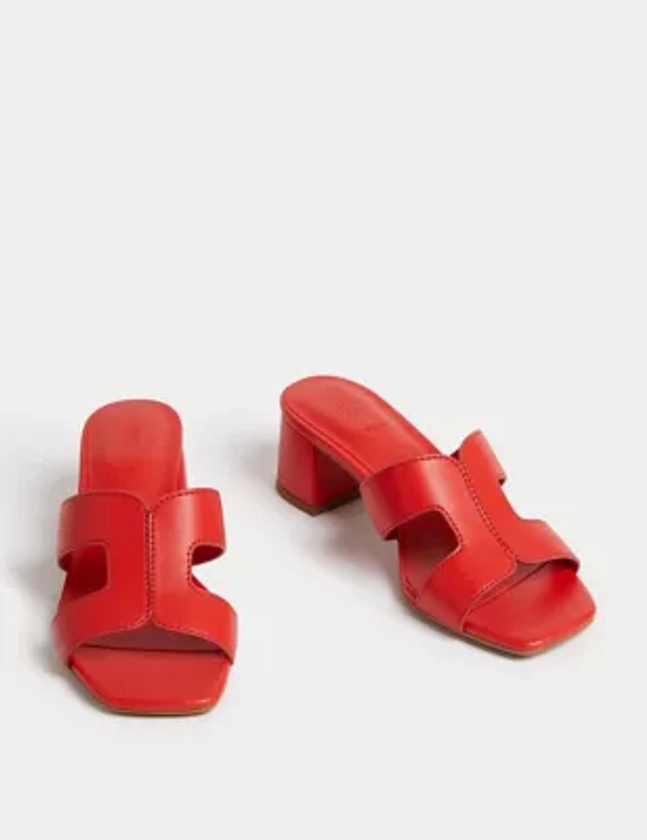 Wide Fit Block Heel Mules | M&S Collection | M&S