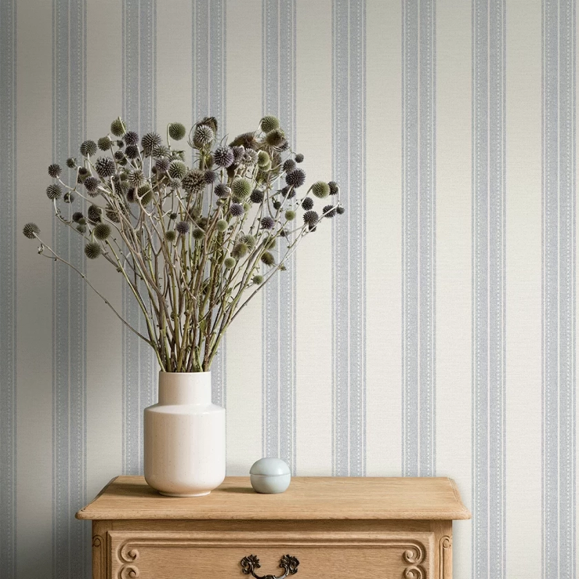 Yuste Stripe by Albany - Blue - Wallpaper : Wallpaper Direct