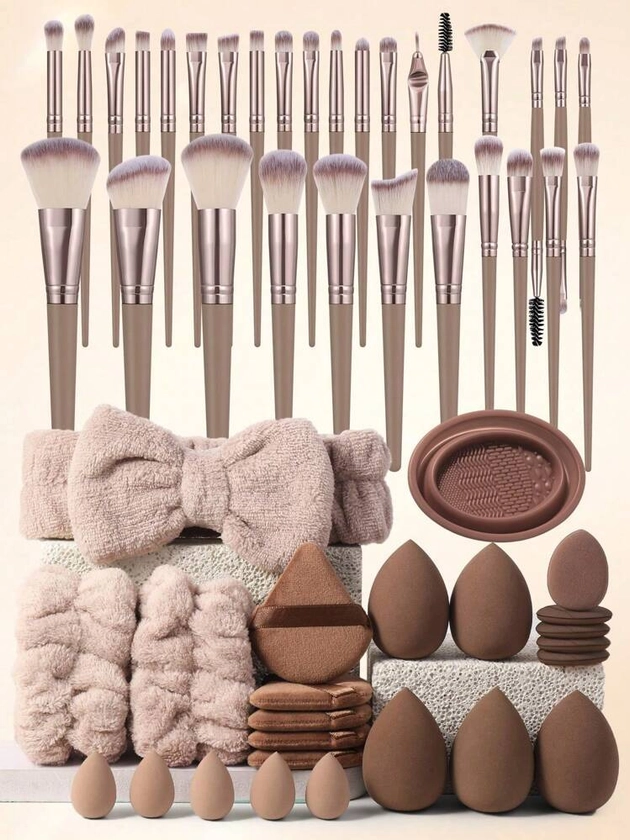 (Pink Rose Gold)18-20-22-25-30PCS Makeup Brush Sets Premium Synthetic Hair Eyeshadow Blending Brush Sets Cosmetics Tools+24PCS Makeup Tools Set