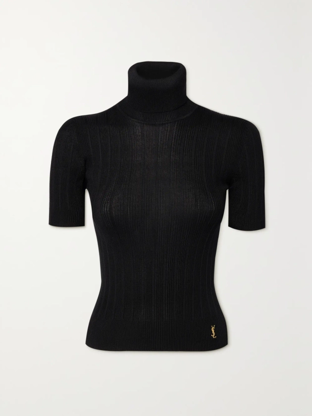 SAINT LAURENT Ribbed silk-blend turtleneck sweater | NET-A-PORTER