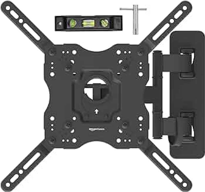 Amazon Basics Full Motion Articulating TV Monitor Wall Mount for 26" to 55" TVs and Flat Panels up to 80 Lbs, Black