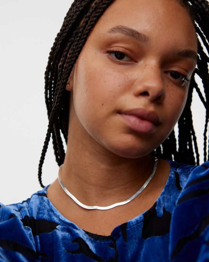 Clara Snake Chain Silver Plated Short Necklace | Oliver Bonas
