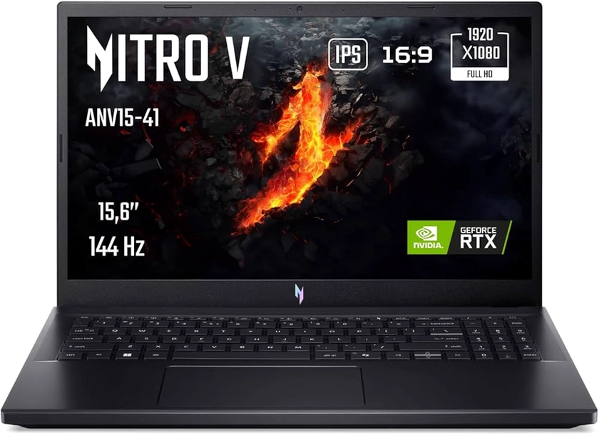 Acer Nitro 5 ANV15-41-R3CP, Ordinateur Portable Gaming 15.6'' Full HD IPS 144Hz, (AMD Ryzen 5 7535HS, NVIDIA GeForce RTX 4060, RAM 16 Go, 512 Go SSD, Windows 11) PC Portable Gaming, Couleur Noir
