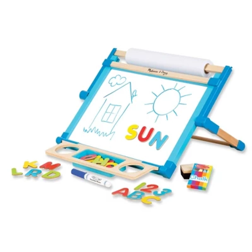 Melissa & Doug Double-Sided Magnetic Tabletop Art Easel - Dry-Erase Board and Chalkboard