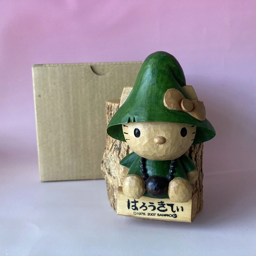 [DEFECT] 4.5" Hello Kitty Limber's Hat Carved Wooden Figurine Mascot Sanrio 2007