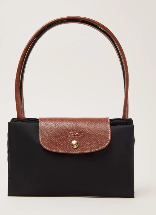 Longchamp Le Pliage schoudertas L met leren details • Zwart • de Bijenkorf