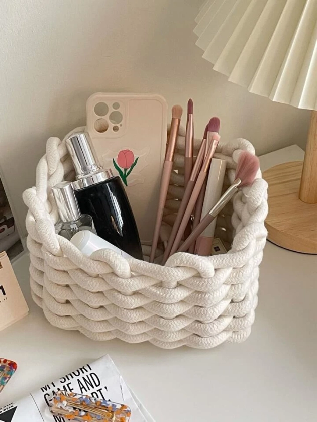 1pc Woven Makeup Storage Basket, Gift For Valentine's Day | SHEIN UK