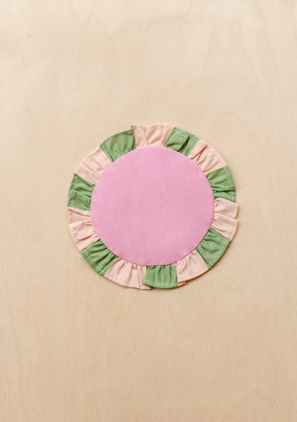 Cotton Coasters Set of 2 in Pink & Green