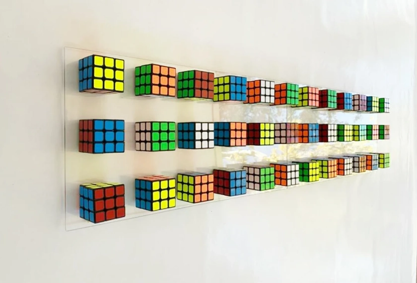 Art mural Rubiks Cube original et unique. 2 Bases rectangulaires 25 X 12.2 Morceau mural de casse-tête cube magique ©. Décoration parfaite pour les enfants - Etsy France