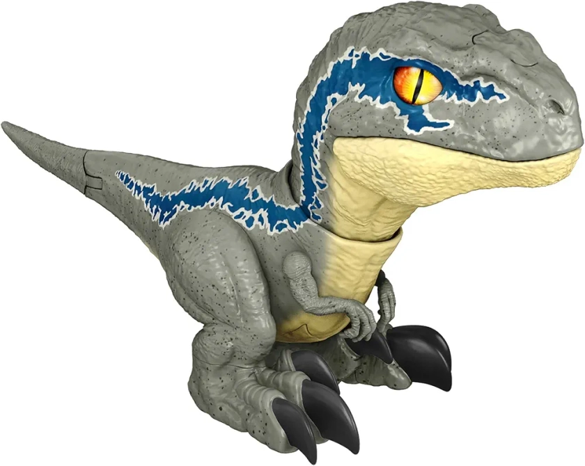 Jurassic World, Figurine Bébé Dino Interactif Vélociraptor (Hauteur 18 cm) avec Claquement de Mâchoire et Bruits de Dinosaure Jouet Enfant, Dès 4 ans, GWY55
