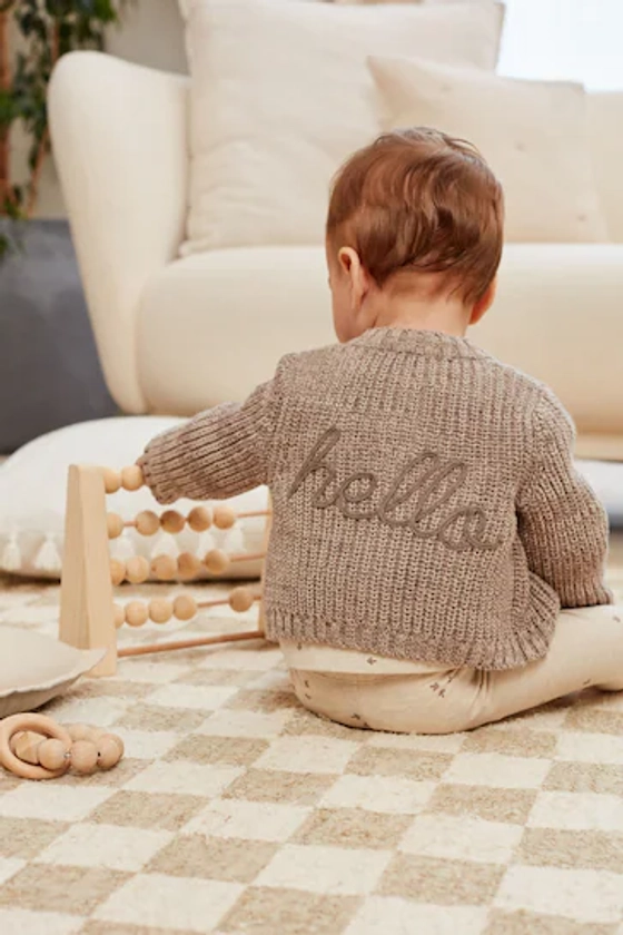 Buy Brown Brown Chunky Knitted Embroidered Baby Cardigan from the Next UK online shop
