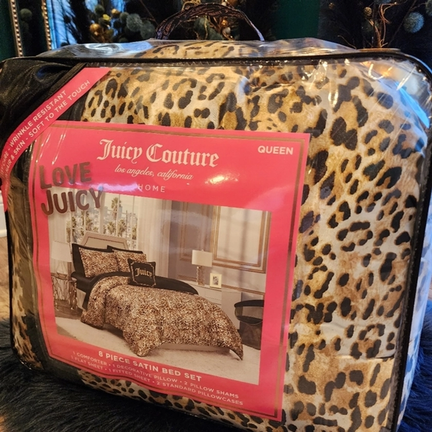 Juicy Coulture 8 Piece Satin Queen bed setNEW