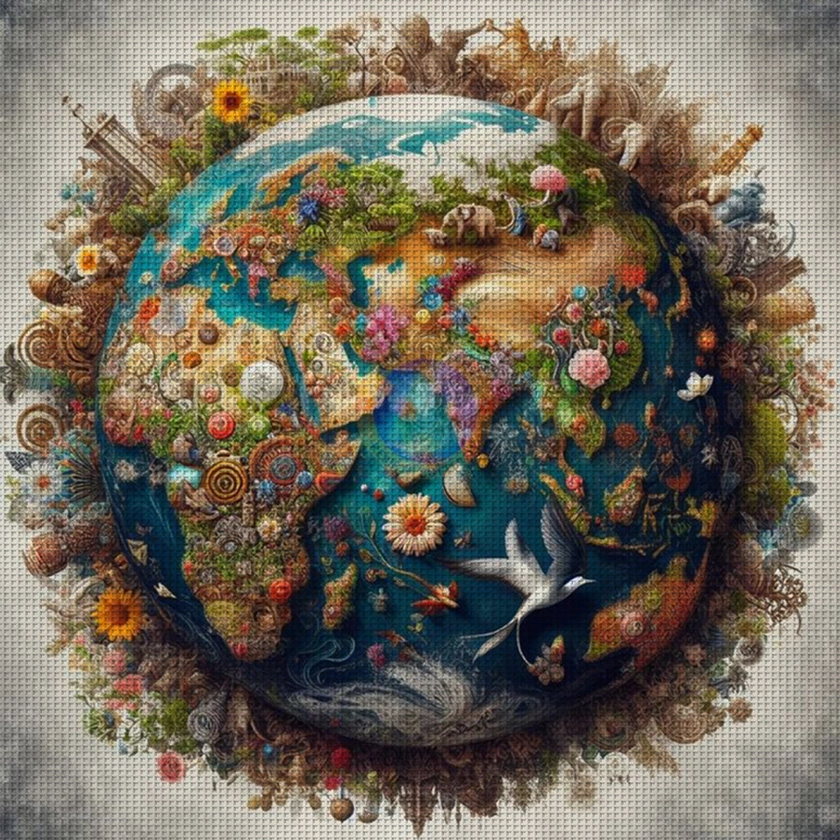 Creatures On Earth-14CT Stamped Cross Stitch 50*50cm/19.69*19.69in