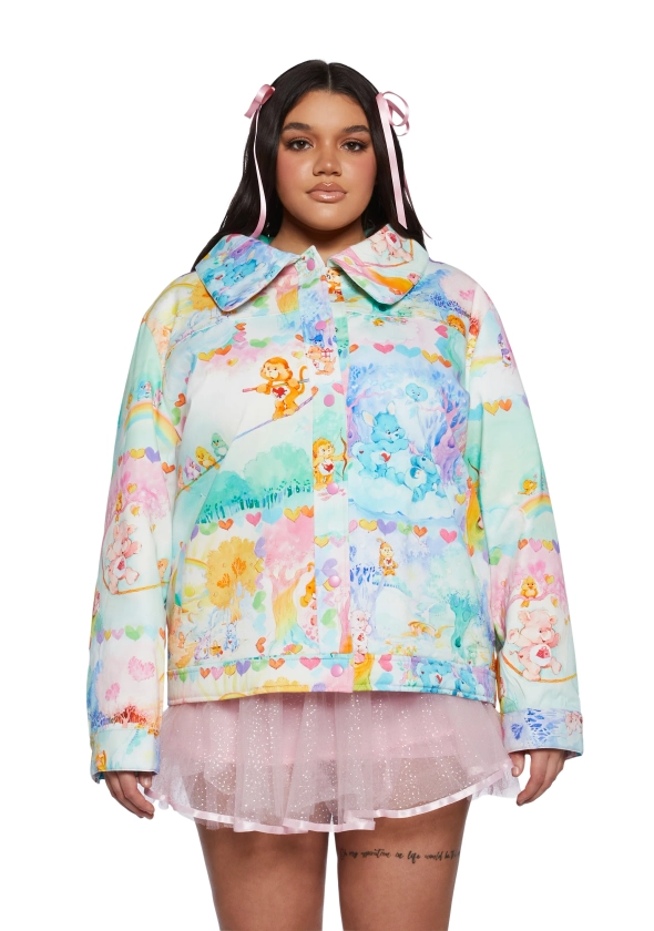 Plus Size Dolls Kill x Care Bears Oversized Twill Collared Jacket - Multi