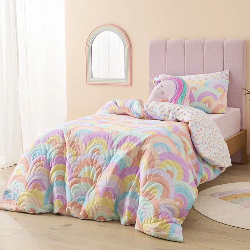 Adairs Kids - Rainbow Burst Pastel Quilted Quilt Cover Set | Adairs