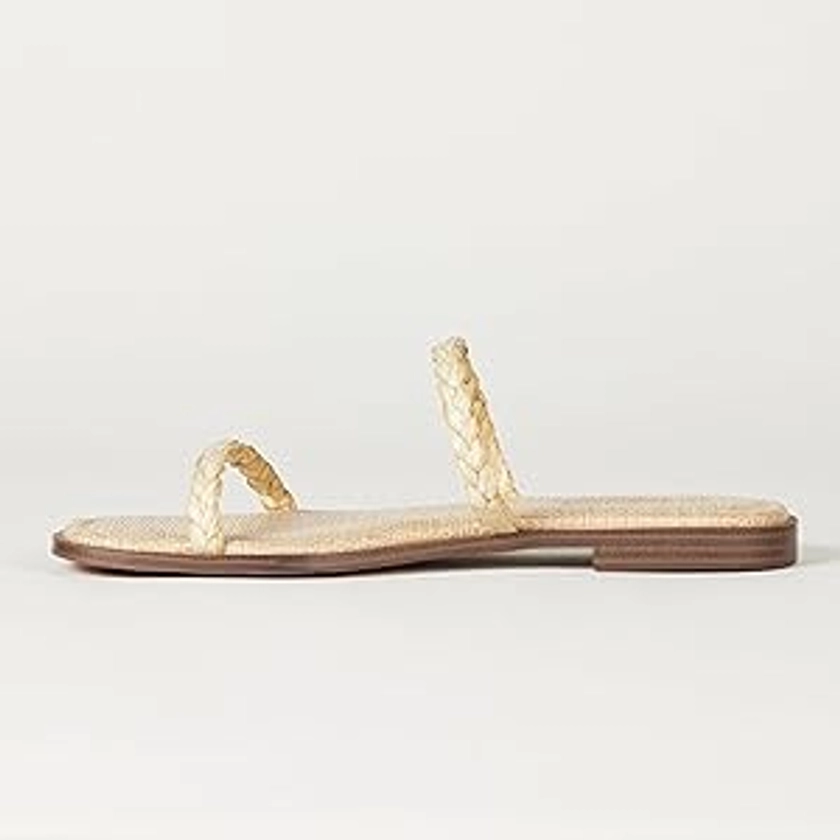 Amazon.com: The Drop Women's Paris Square Toe Two Strap Flat Sandal, Braided Strap Raffia, 7.5 : Clothing, Shoes & Jewelry