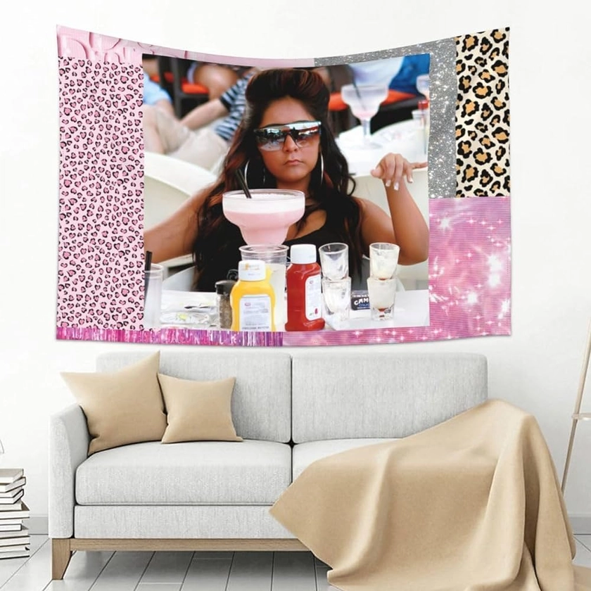 Gentcreate Funny Meme Tapestry Jersey Shore Tapestry Snooki Mood Pink Tapestry Wall Hanging Party Backdorp Wall Art Aesthetic Home Decor College Dorm Decor (60 x 40 in)
