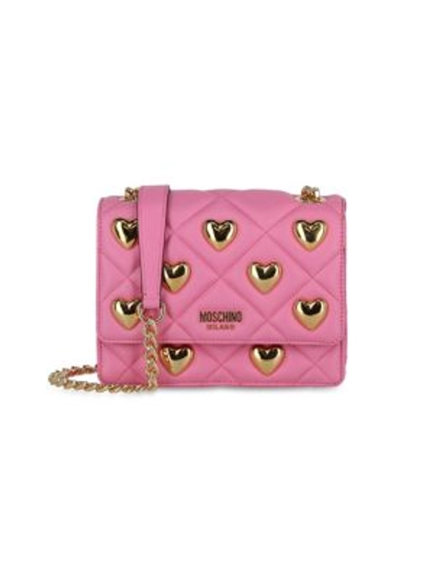 Heart Studded Quilted Leather Shoulder Bag