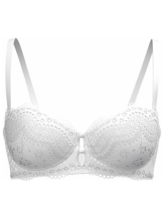 Entice White Broderie Padded Balcony Bra