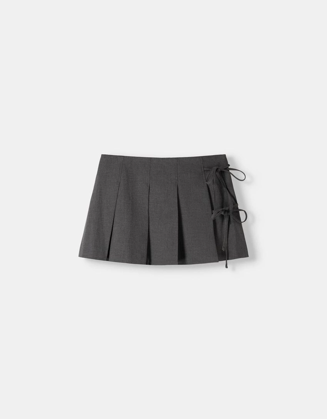 Box pleat mini skirt with bow detail - New - Women