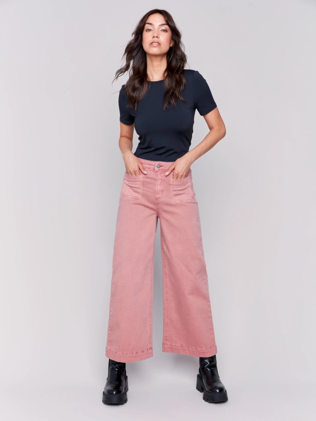 Women's Patch Pocket Twill Pants | Woodrose | Charlie B CA