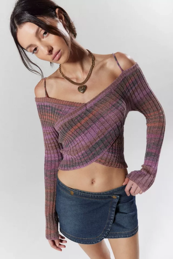 Silence + Noise Delaney Off-The-Shoulder Cropped Sweater