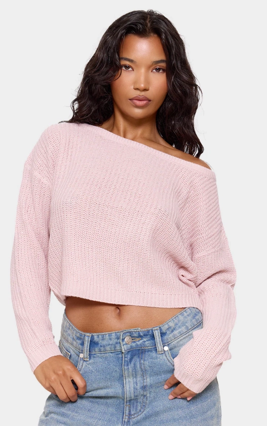 Blush Off Shoulder Sweater | Knitwear