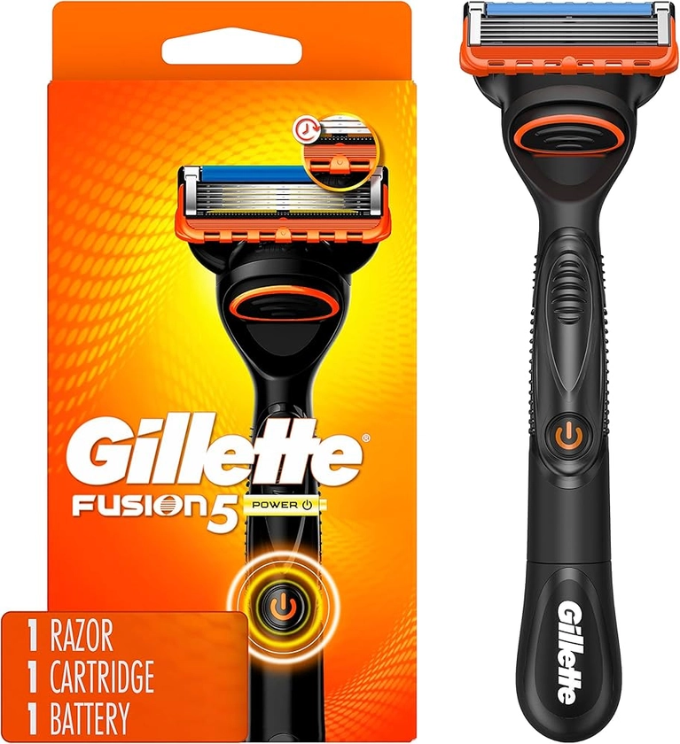 Amazon.com: Gillette Lâmina de barbear Fusion5 Power para homens, 1 cabo de barbear Gillette Power + 1 refil de lâmina